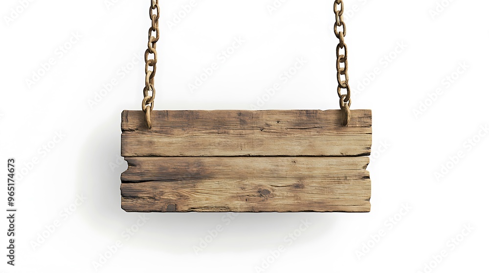 Empty Wooden Sign Hanging on Chains