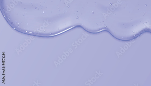 Purple liquid serum background. Skin gel clear texture. Jelly lotion swatch flow. 3d cosmetic fluid with bubble and peptide. Collagen skincare smooth surface. Abstract hyaluron moisture product