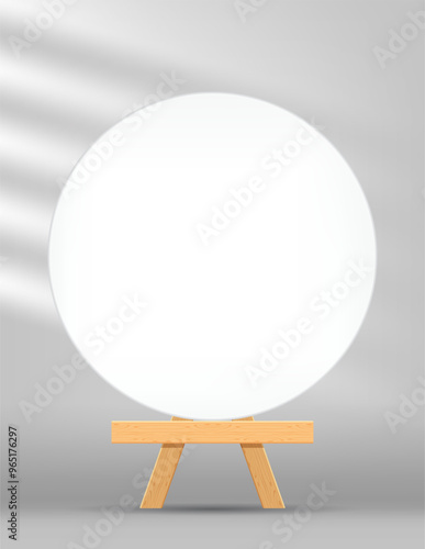 canvas frame artistic circle with easel for art painting, picture canvas and wooden stand