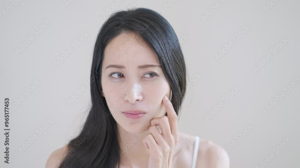 顔を触る女性（美容・スキンケア）