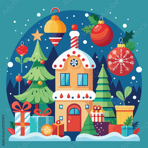 christmas tree winter holiday, vector