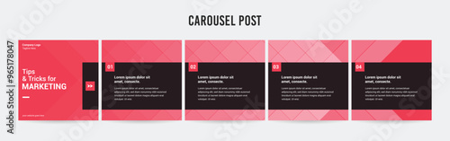 Editable Instagram Carousel Post Layout Set, Social Media Marketing microblog template design, tips & tricks linkedin post template, eps 10.	