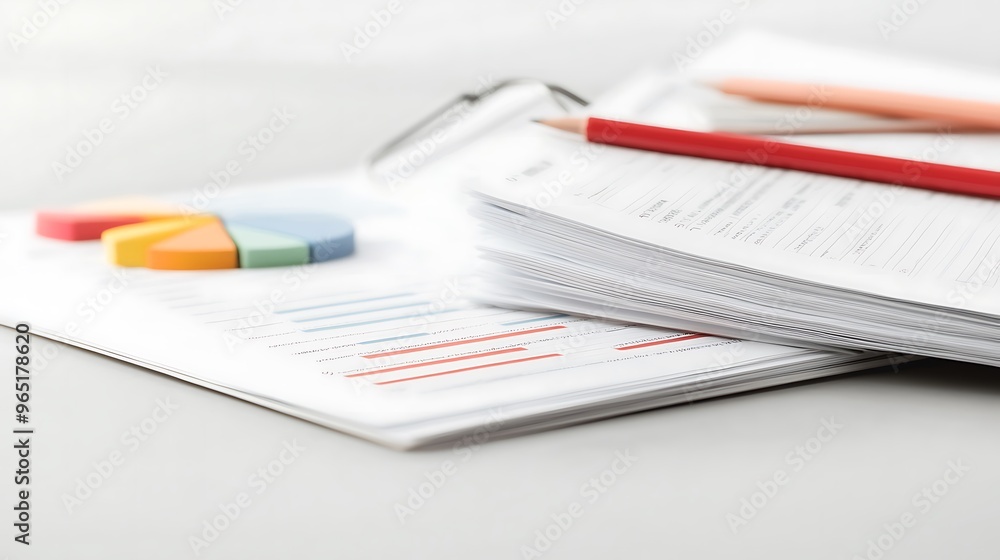 Open binder with a business plan and financial data, organized business strategy Open binder with a business plan and financial data, organized business strategy