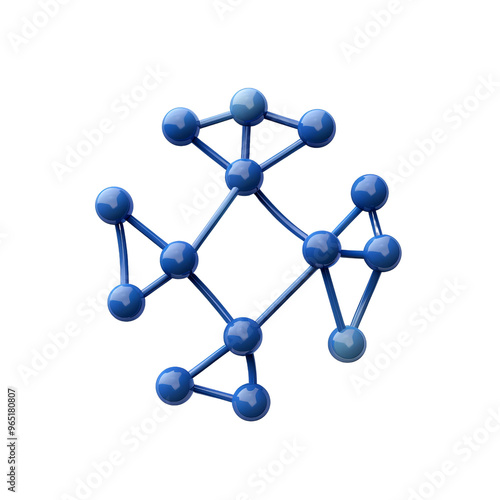 Abstract blue molecular structure representing scientific research and innovation in technology and biology.