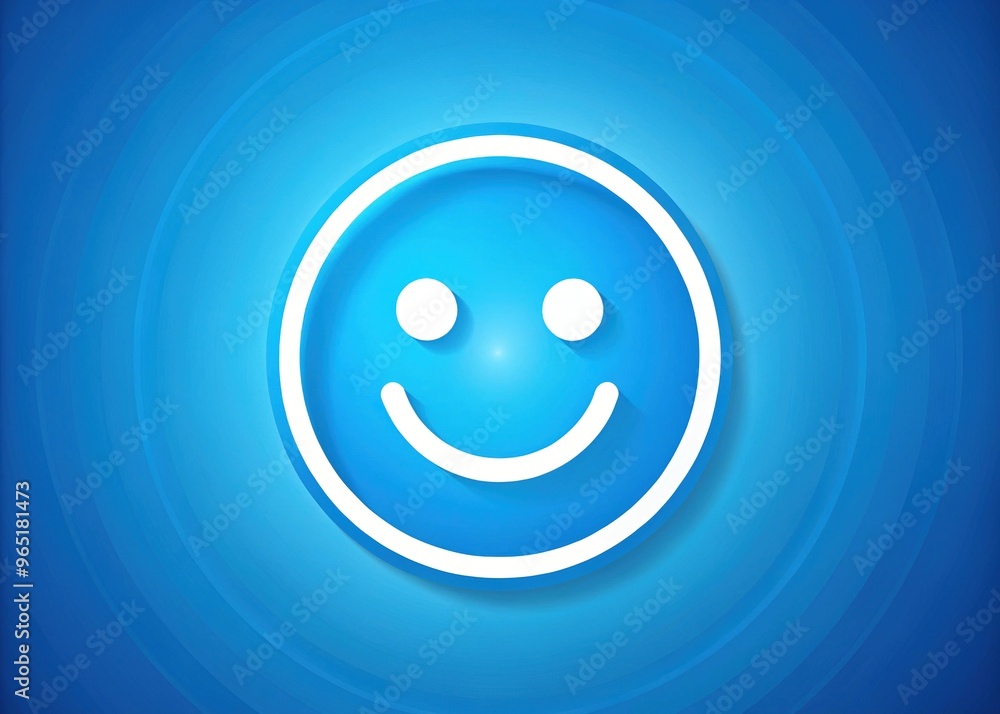 Friendly smile symbol on a blue background, surrounded by a circle, conveying helpfulness, reliability, and professionalism in customer support and assistance. Friendly smile symbol on a blue background, surrounded by a circle, conveying helpfulness, reliability, and professionalism in customer support and assistance.