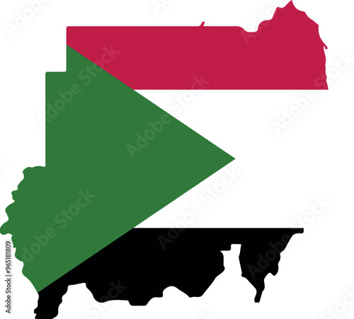 Sudan country map with flag