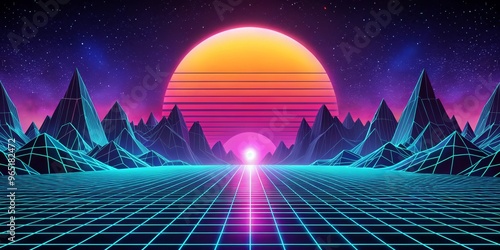 Retro Futuristic Landscape ...