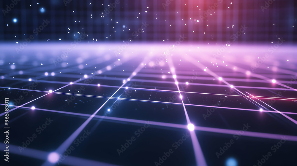 Abstract grid background with glowing lights. Abstract grid background with glowing lights.