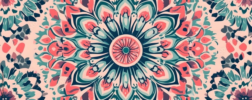 Abstract Floral Pattern with Blue, Pink, and Teal Hues Abstract Floral Pattern with Blue, Pink, and Teal Hues