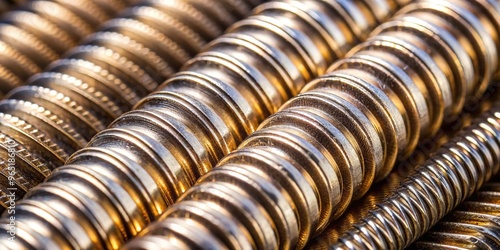 Macro view of a screw thread's intricate spiral pattern, highlighting the ridges and grooves that enable secure connections and precise mechanical interactions.