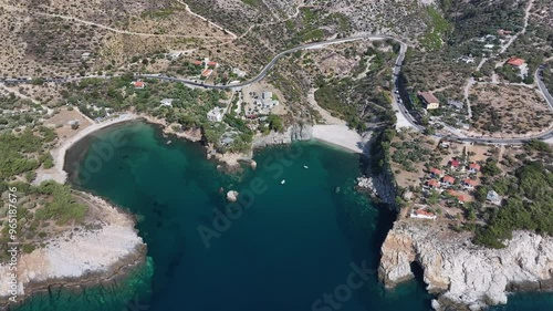 Aerial view of Alyki Ancient Marble Quarry, Thassos, Greek Islands, Greece, Europe  photo