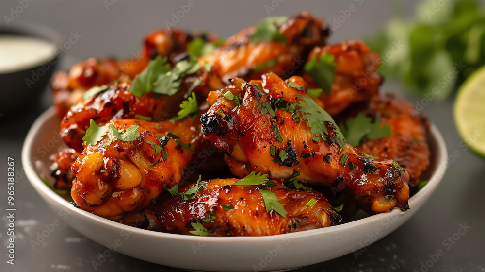 Chicken wings with a zesty lime and cilantro dressing Chicken wings with a zesty lime and cilantro dressing