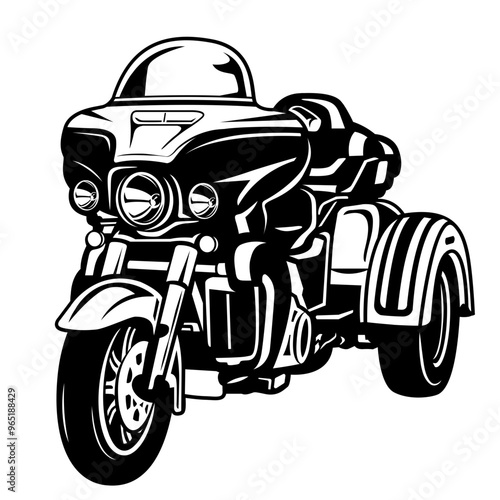 Trike Bike | Motorcycle Lover | Motorcycle | 3 Wheel Bike | Trike Motorcycle | Trike Motorcycle | Big Bike | Big Bike Driver | Original Illustration | Vector and Clipart | Cutfile and Stencil
