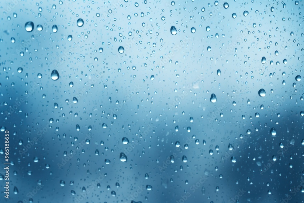 Fototapeta premium Blue rain drop on the window texture outdoors droplet.