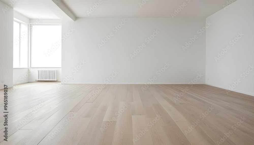Empty room with white walls and wooden floor, minimal and clean interior design. Empty room with white walls and wooden floor, minimal and clean interior design.