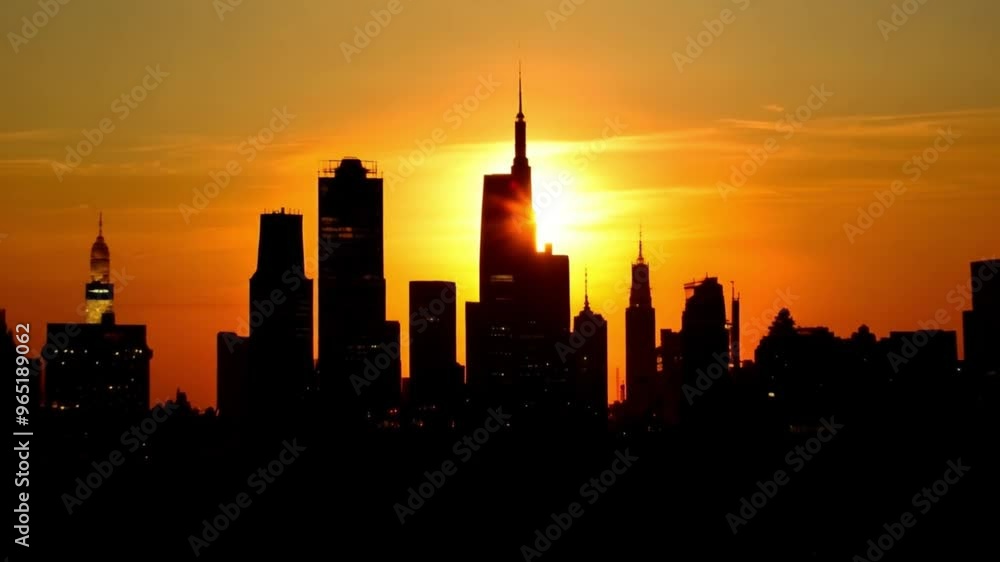 A time-lapse of the sun setting behind a city skyline, creating dramatic silhouettes of skyscrapers and casting the city in a warm, golden light.
A time-lapse of the sun setting behind a city skyline, creating dramatic silhouettes of skyscrapers and casting the city in a warm, golden light.
