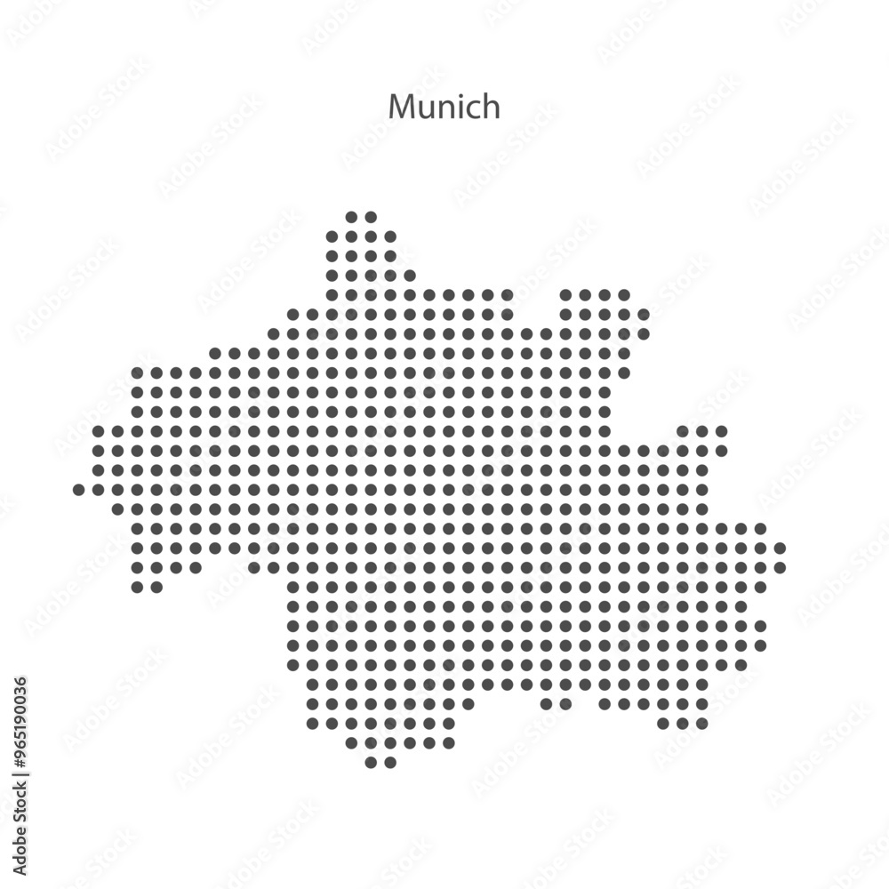 Fototapeta premium Stylized dotted vector map of Munich. Abstract Munich dot pattern design