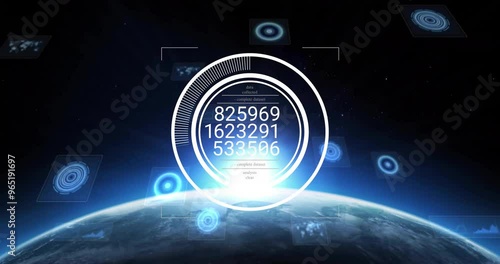 Wallpaper Mural Animation of data processing over globe on black background Torontodigital.ca