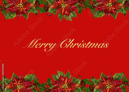 赤い背景のクリスマスカードデザイン