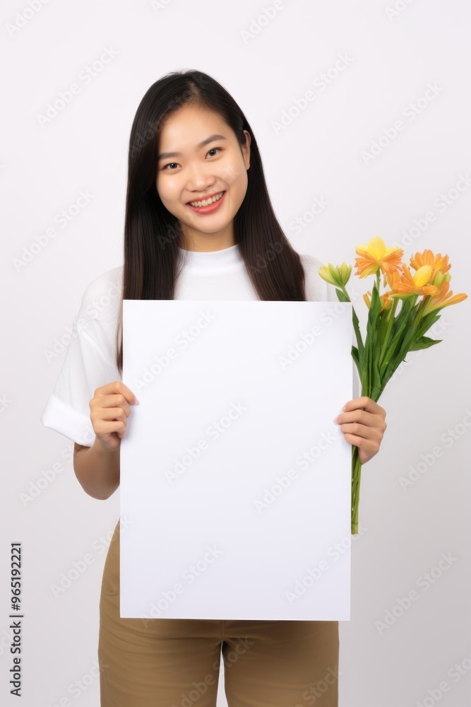 A asian florist woman portrait holding flower. A asian florist woman portrait holding flower.