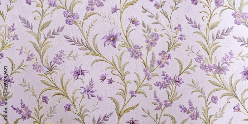 So fine, the lavender wallpaper's intricate floral patterns dance across the creamy background, a masterclass in So fine, the lavender wallpaper's intricate floral patterns dance across the creamy background, a masterclass in