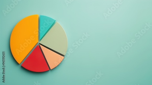 A vibrant pie chart with colorful sections in yellow, teal, green, red, and orange on a teal background. Free Download A vibrant pie chart with colorful sections in yellow, teal, green, red, and orange on a teal background. - GFXLoad