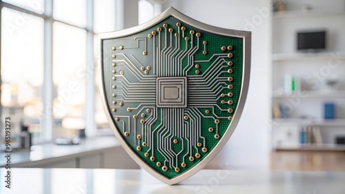 Digital Shield with Circuit Board Elements
 photo