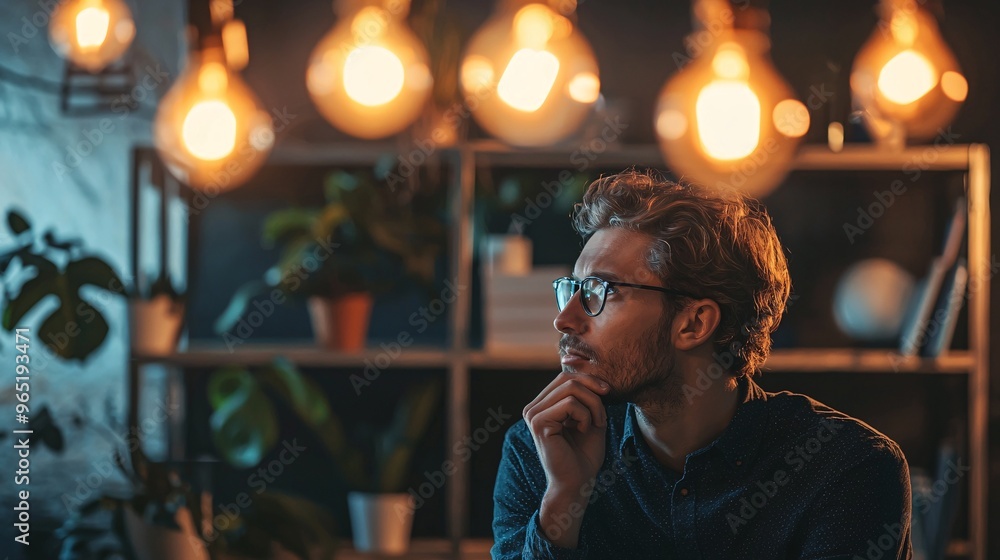 A contemplative individual delves into innovative concepts within a dynamic and inspiring environment. A contemplative individual delves into innovative concepts within a dynamic and inspiring environment.