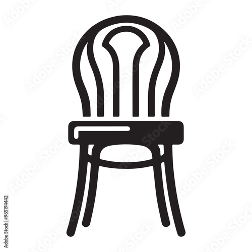 Simple Black Chair Silhouette Icon Design