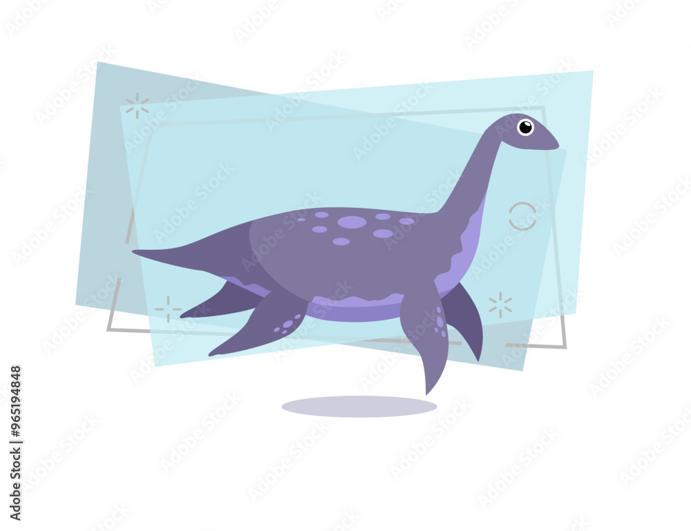 Aquatic dinosaur illustration. Creature, colored, animal. Nature concept. Vector illustration can be used for topics like history, school, kid books Aquatic dinosaur illustration. Creature, colored, animal. Nature concept. Vector illustration can be used for topics like history, school, kid books