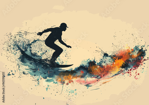 Businessman Riding Up Symbolic Rising Arrow Surfing Success Abstract Illustration