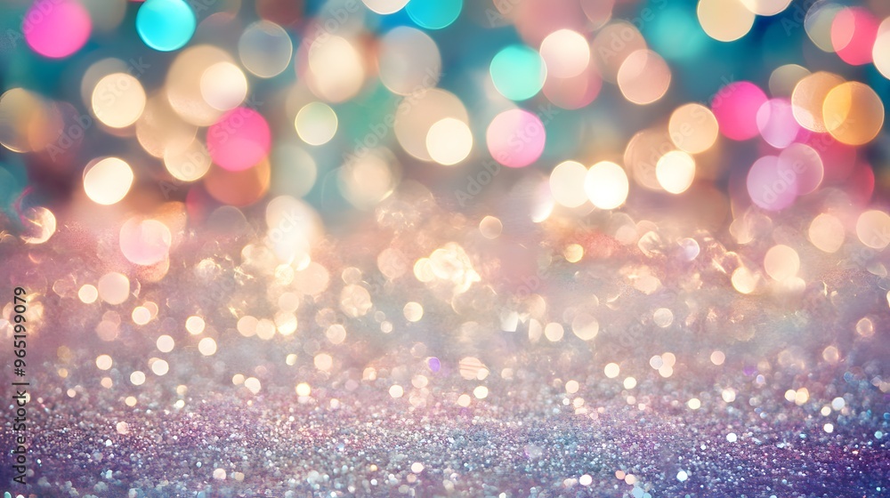 Obraz premium Sparkling Glitter Background with Colorful Bokeh Lights
