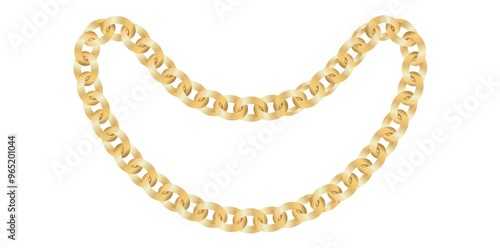 Stunning Gold Chain Isolated On White Background, Gold Jewelry Vector Illustration.	