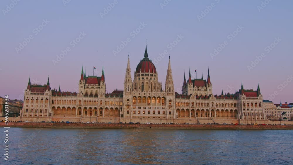 Wide Shot Of Budapest Parliament, Hungary, Danube Wide Shot Of Budapest Parliament, Hungary, Danube