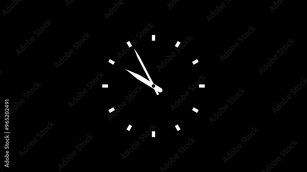 White clock icon animation on black background White clock icon animation on black background