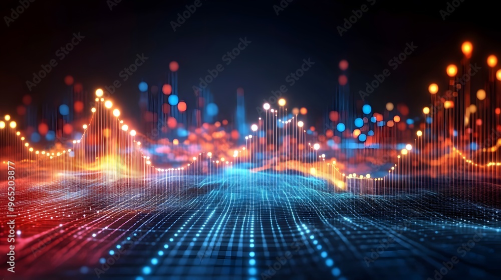 Obraz premium Abstract Technology Background with Data Visualization and Network
