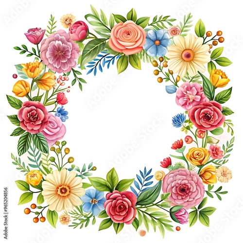 illustration of floral frame background. Ai Generated