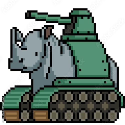 pixel art of rhino war tank