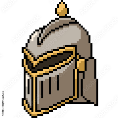 pixel art of medieval knight helmet