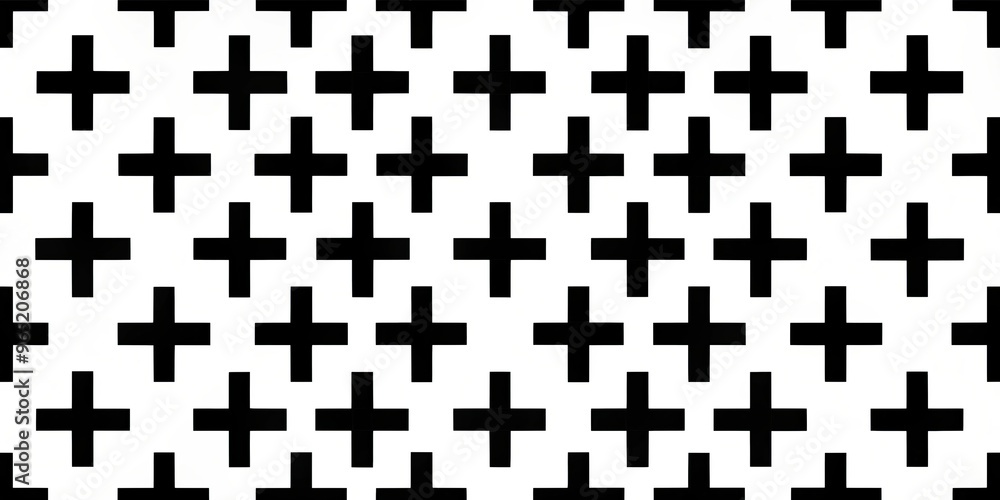 Repeating Plus Sign Pattern - Black and White Minimalist Design, pattern, plus sign, cross, abstract Repeating Plus Sign Pattern - Black and White Minimalist Design, pattern, plus sign, cross, abstract
