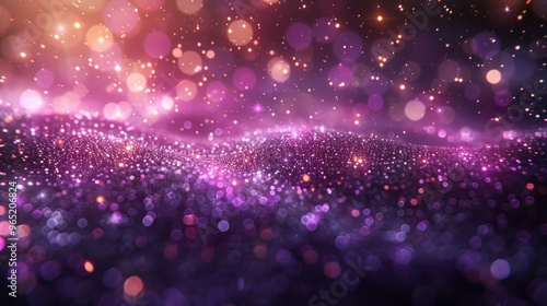 Abstract luxury christmas background, purple and gold, bokeh effects and sparkles. 