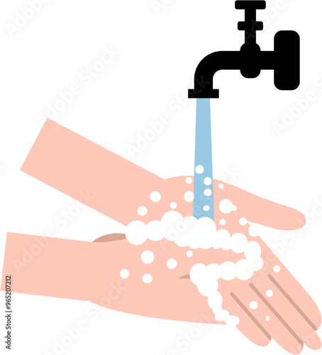 Handwashing With Soap Flat Illustration