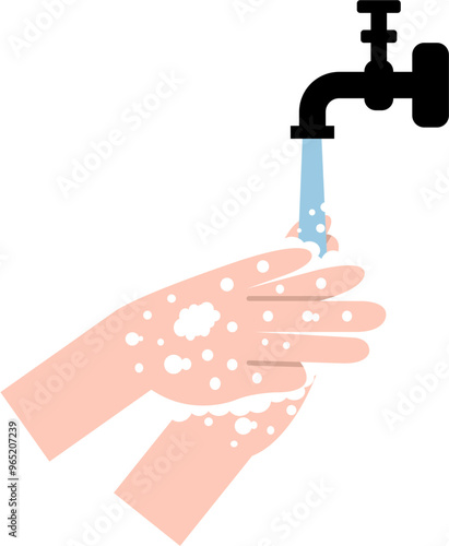 Handwashing With Soap Flat Illustration