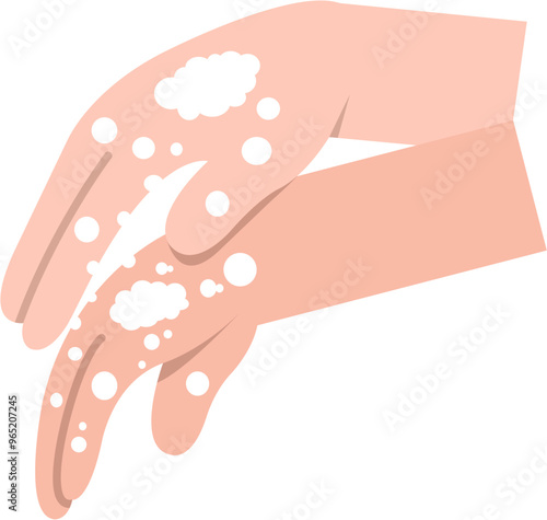Handwashing With Soap Flat Illustration