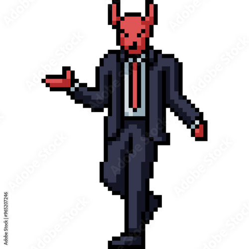pixel art of devil business man