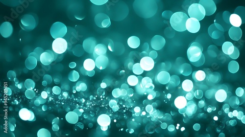 Abstract Teal Bokeh Background Festive Lights Sparkle Blur