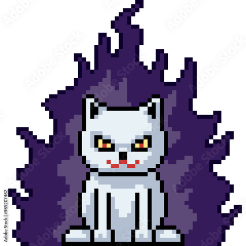 pixel art of dark devil cat