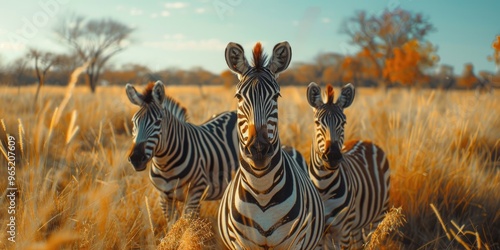 Plains Zebras Equus burchelli in their native environment. photo