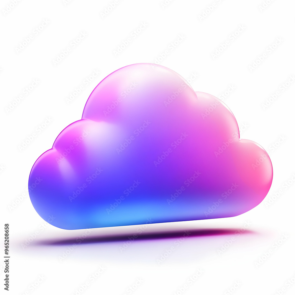 3D Neon Cloud Illustration: Vibrant Purple and Blue 3D Neon Cloud Illustration: Vibrant Purple and Blue