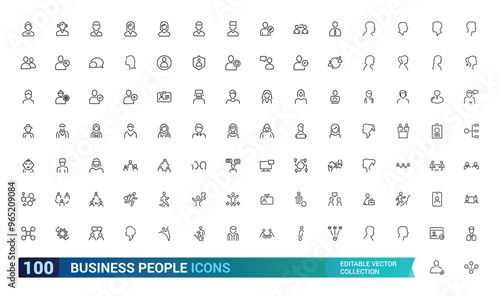 Simple Set of Business People Related Line Icons. Contains such Icons as Business Meeting, Handshake, Agreement, One on One Meeting and more. Editable Stroke.